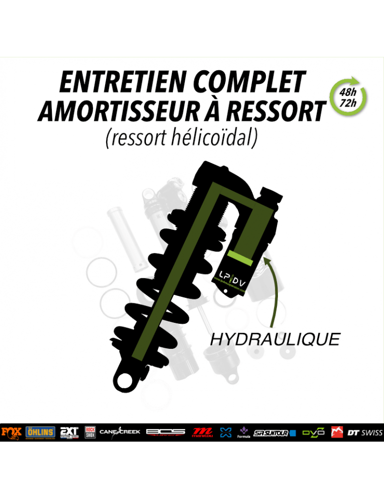Entretien complet amortisseur à ressort (ressort hélicoïdal) VTT