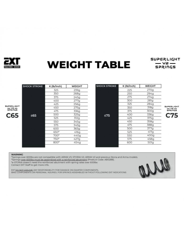 Ressort EXT Superlight V2 - Amortisseur VTT Ultraléger
