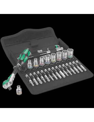 Outil WERA 8100 SA 9 Jeu cliquet Zyklop Speed, à carré 1/4", syst. impérial, 28 pièces